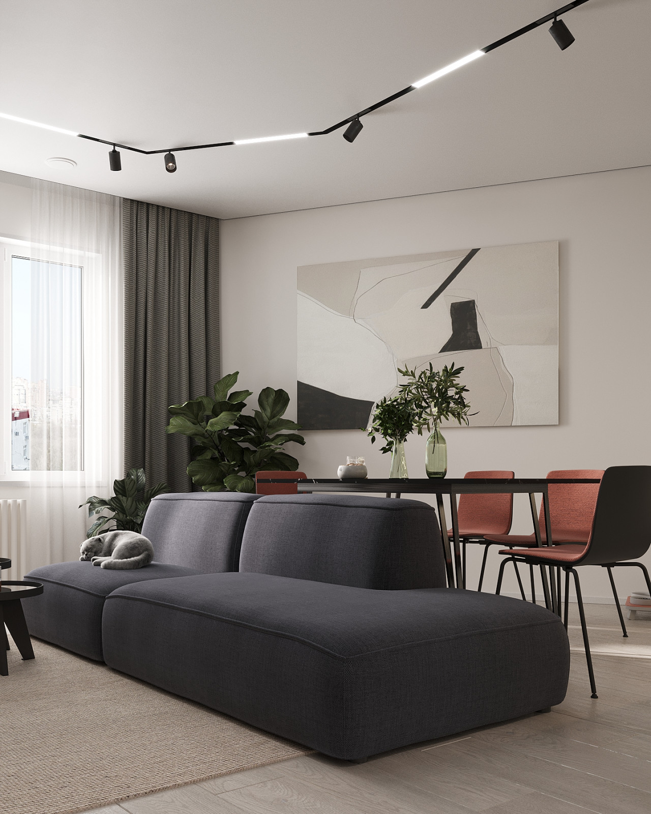 Современный интерьер для прогрессивной пары в ЖК «Znak», Ижевск, 73 кв. м2