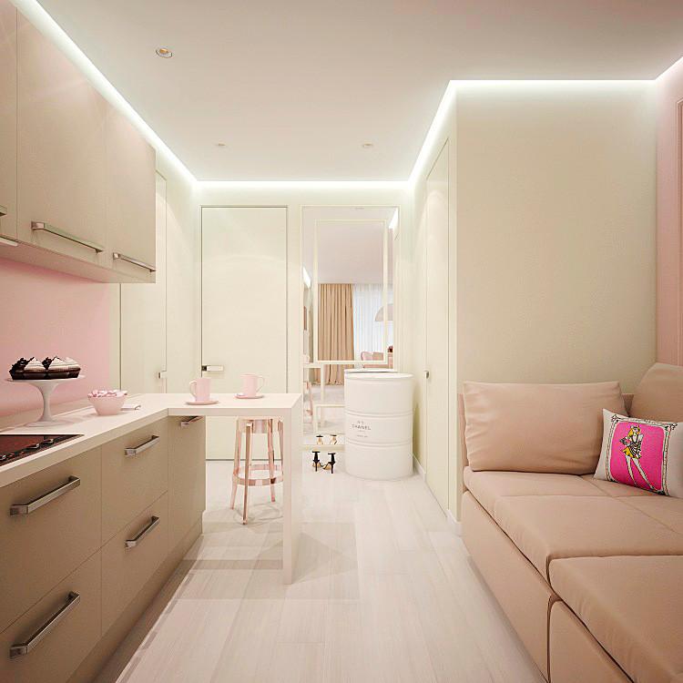 Дизайн проект квартиры для молодой девушки, г. Москва