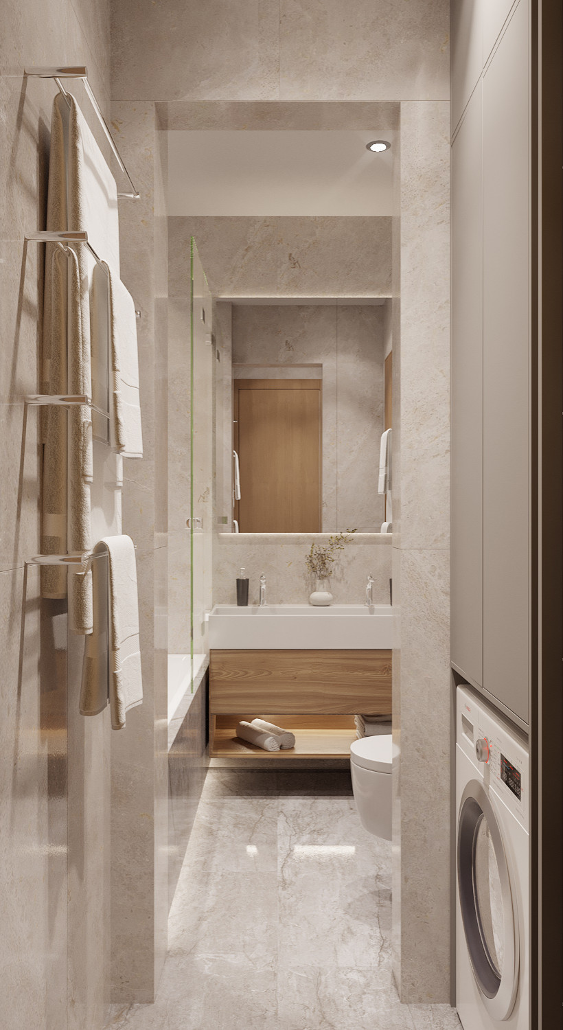 Soft-минимализм в монохромном интерьере трехкомнатной квартиры /ЖК "Балтийский"