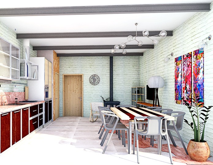 Новая просторная кухня столовая 40м2