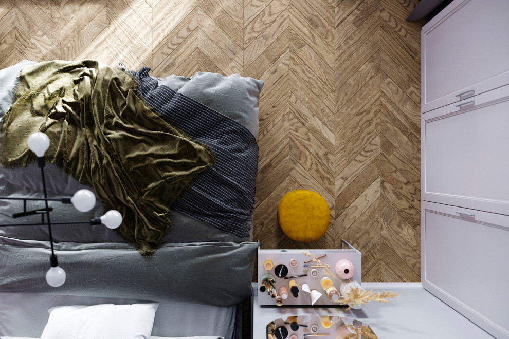 Квартира со стеклянной стеной.Фрагмент спальни