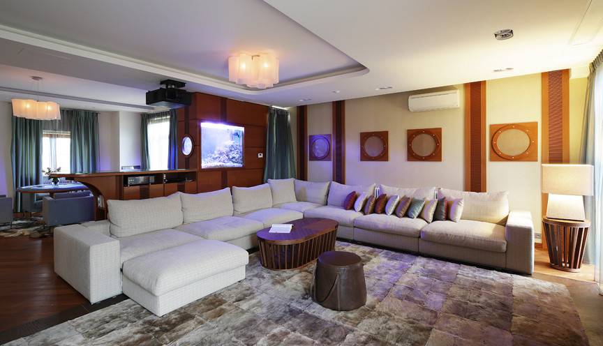 Коттедж "Яхта на причале". 1 этаж. Гостиная