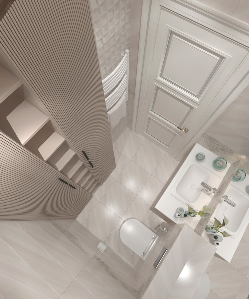 Санузел в трехкомнатной квартире "Лик нежности" г. Москва