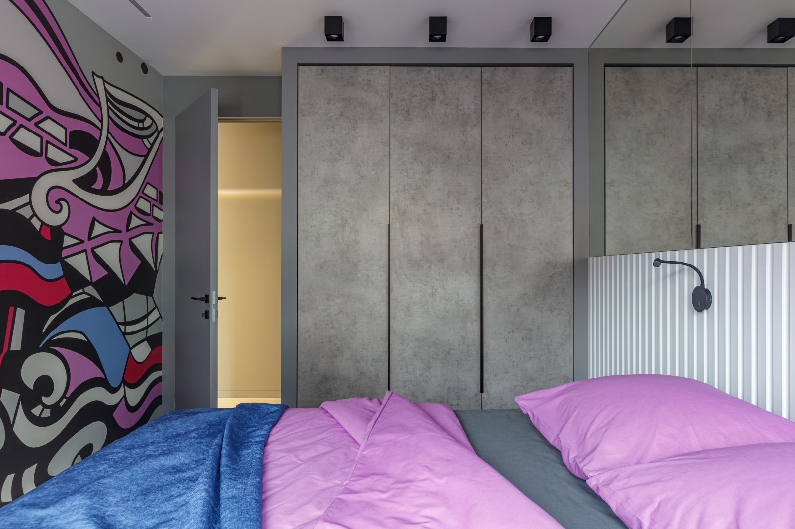 Private apartment with comics wall art.