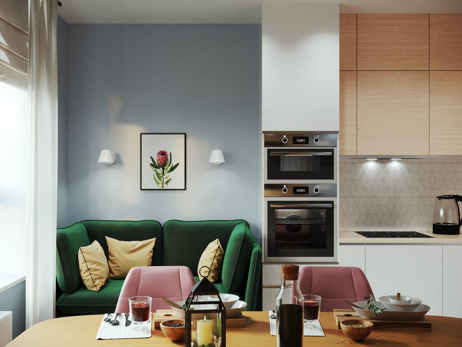 Проект интерьера двухкомнатной квартиры в стиле сканди