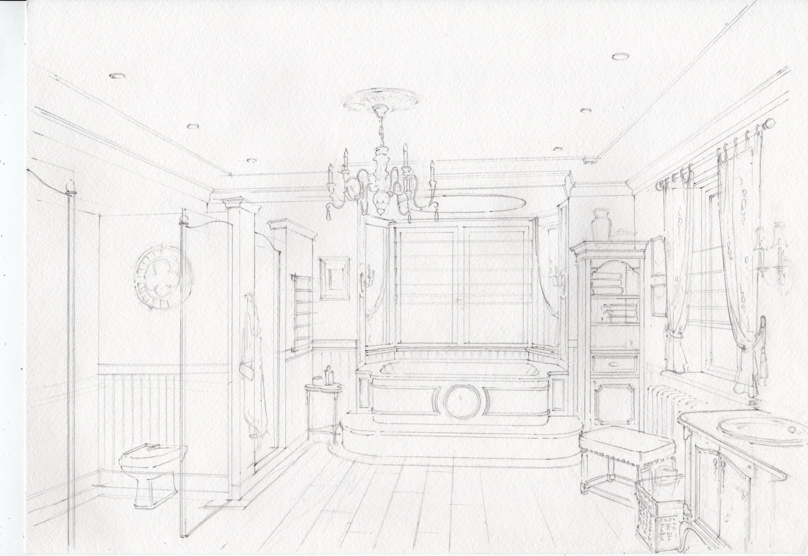 Акварельные эскизы к проекту: Загородного дома в стиле Прованс.