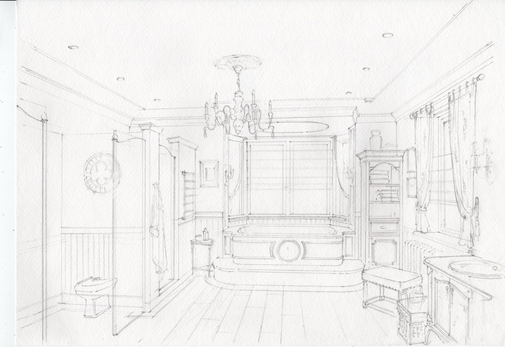 Акварельные эскизы к проекту: Загородного дома в стиле Прованс.