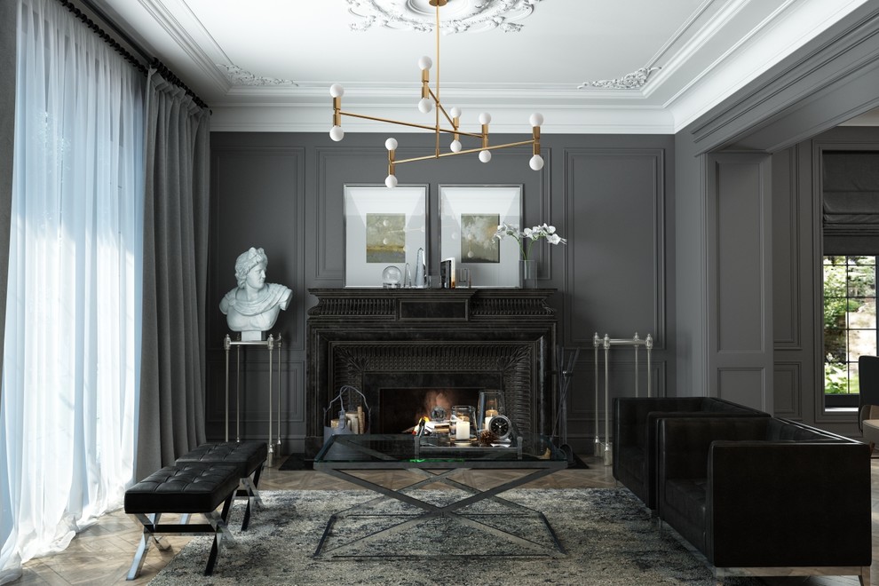 Обложка проекта: Дизайн-проект гостиной загородного дома в КП "Миллениум парк"