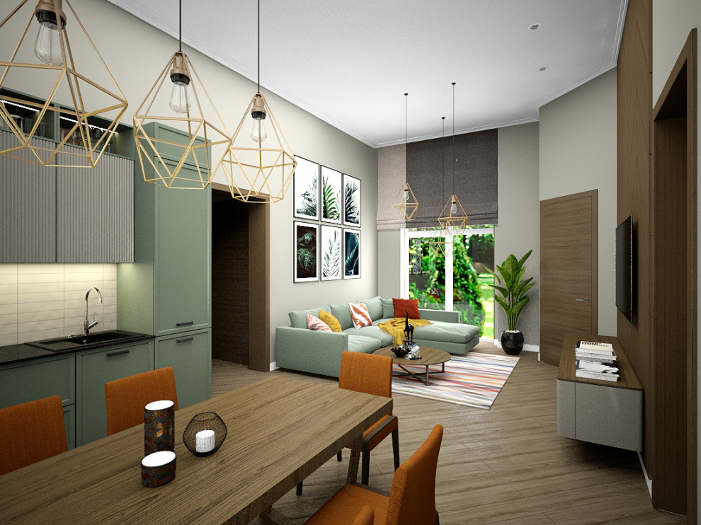 Проект гостиной в коттеджном посёлке "Найди" в Игермане