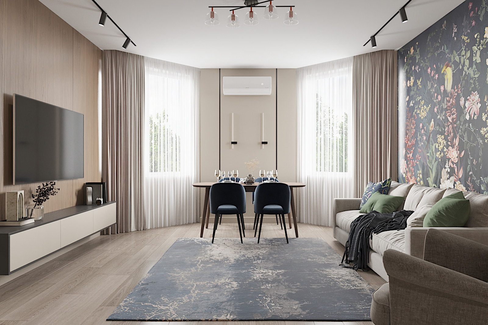 "КВАРТИРА В СИНЕ-ЗЕЛЁНЫХ ТОНАХ"