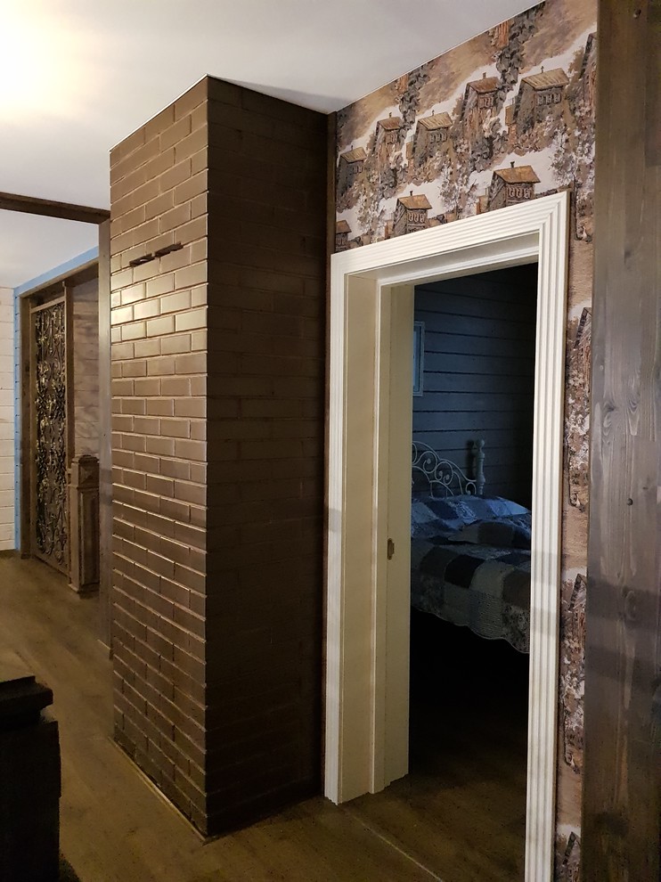 проект дома из клееного бруса, гостиная, лестница и баллюстрада, второй свет