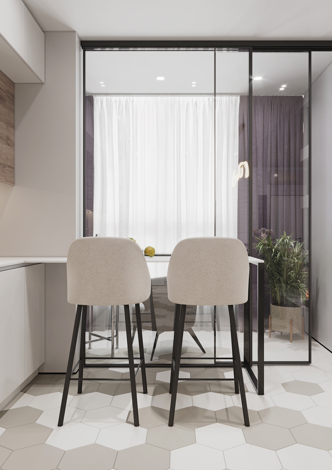 Interior design of an apartment with a beauty salon