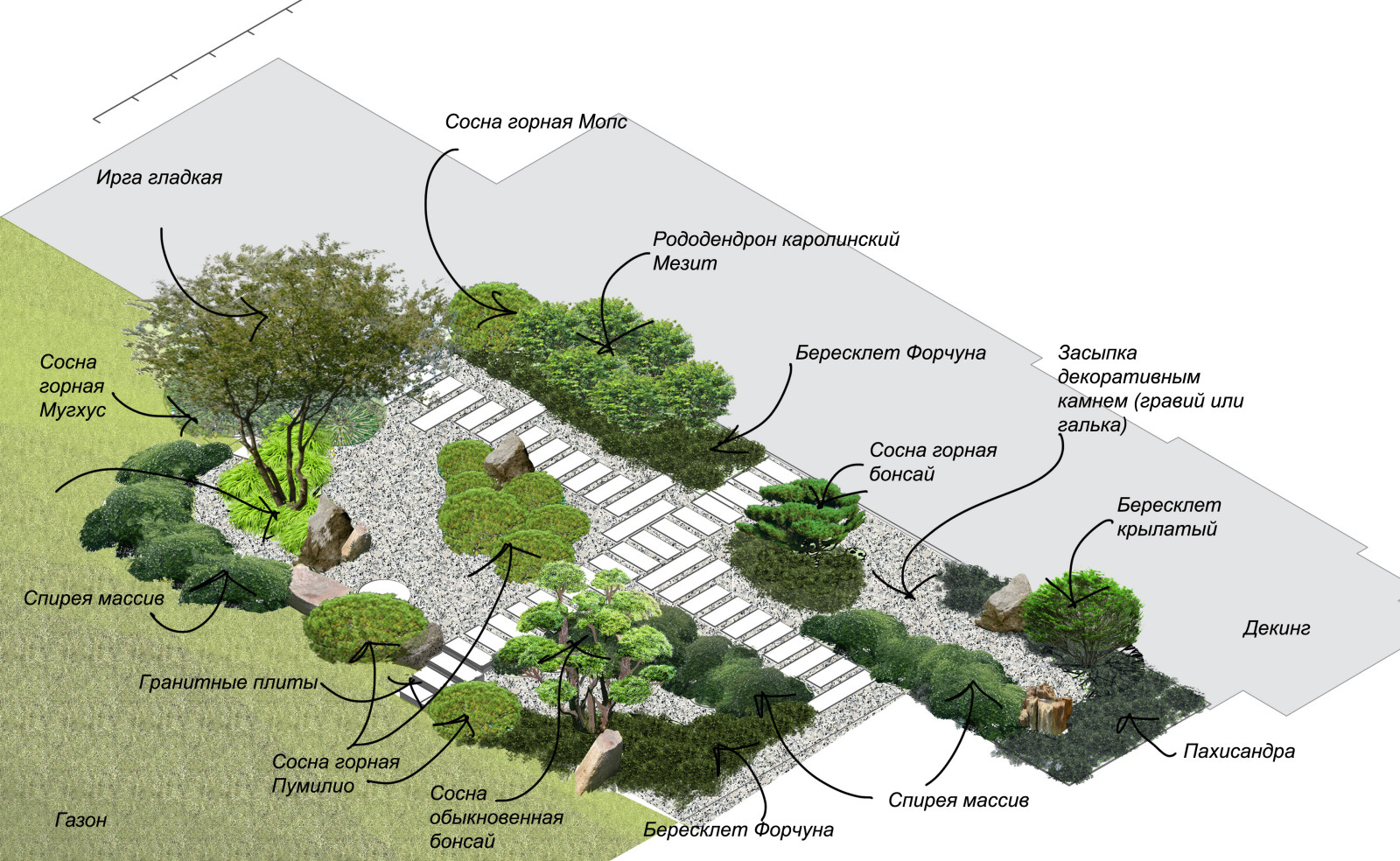 Сад на склоне с водопадом. Кристалл Истра. 2015 г