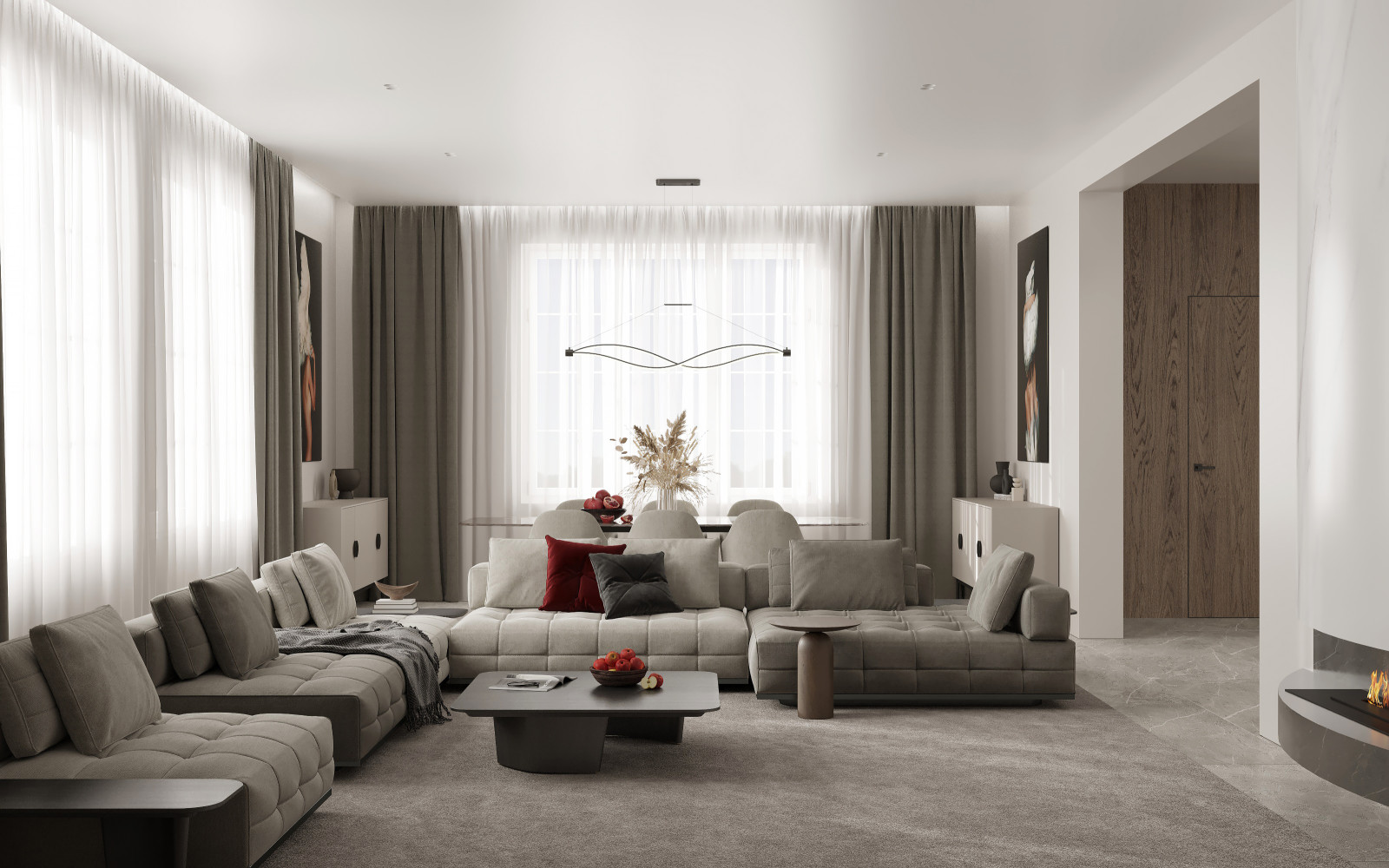 Проект гостиной в трехэтажном доме на улице Красная в городе Калининград