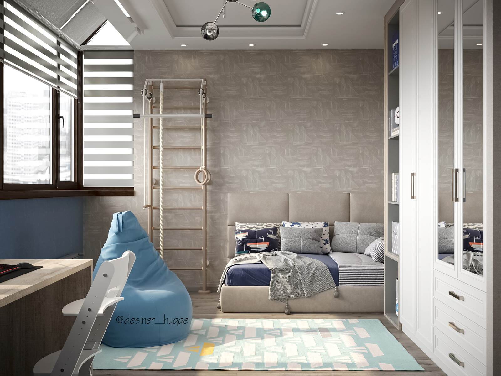 Обложка проекта: Детская с мансардным остеклением