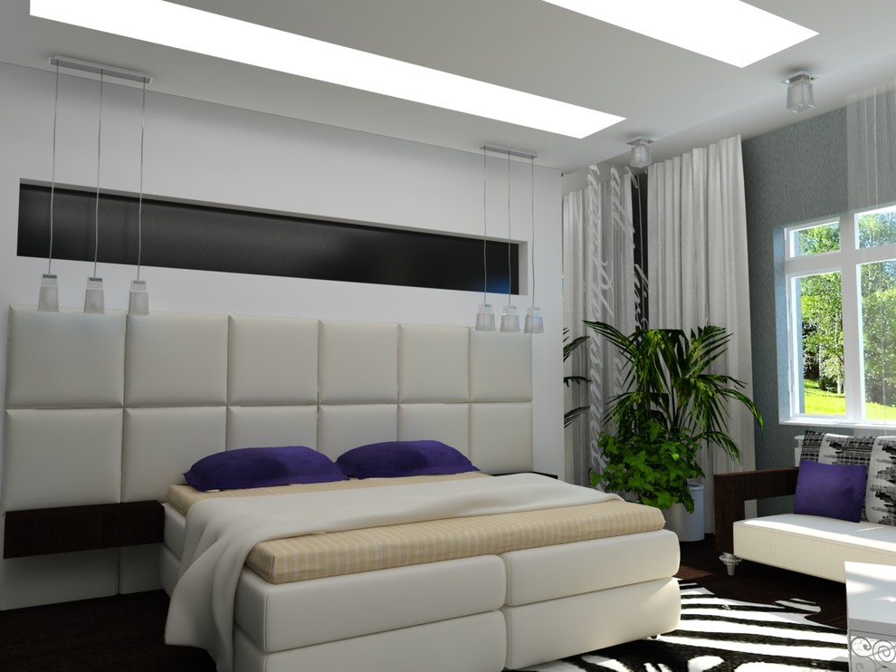 Интерьер загородного дома с красными акцентами