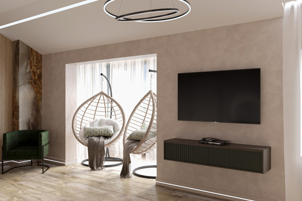 Современные оттенки серого и уютного дерева)