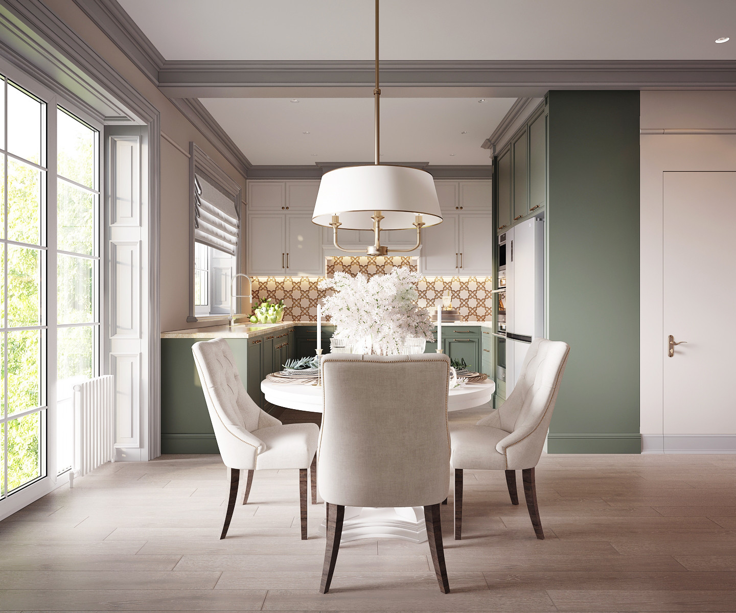 Рабочий проект Дом 200 квм. - Американский стиль. Работа над кухней-гостиной