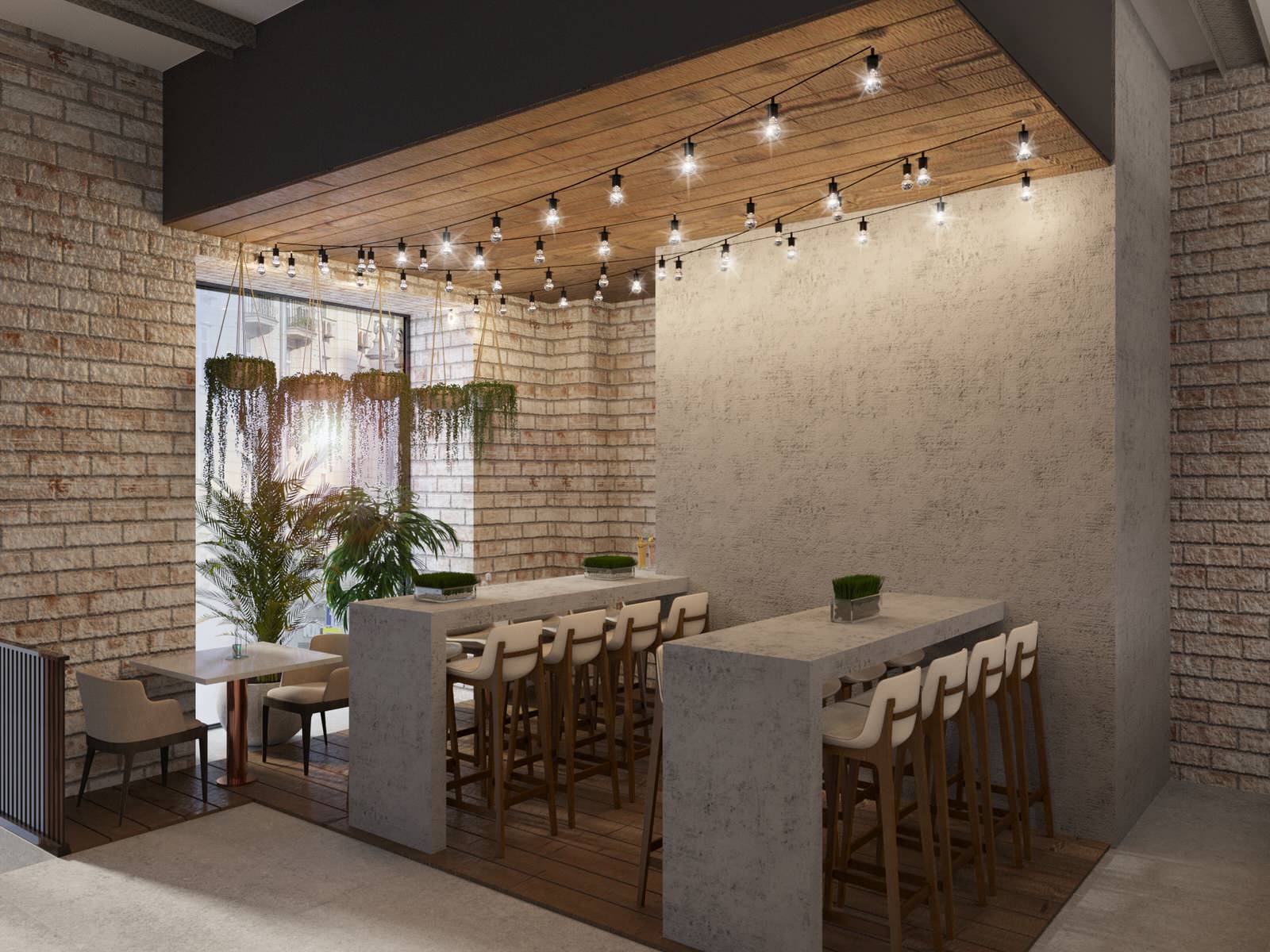Interior visualisation of food court Manor of Food in the center of Moscow