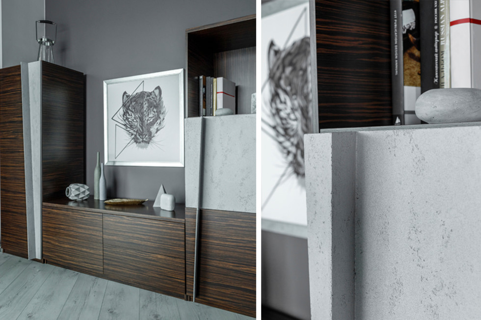 Дизайн кабинета: бетон, эбеновое дерево и шикарный вид из окна