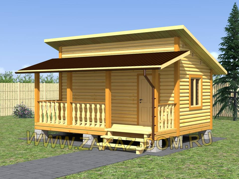 Проект одноэтажной бани из бруса (6х4.5 м) : Б-111