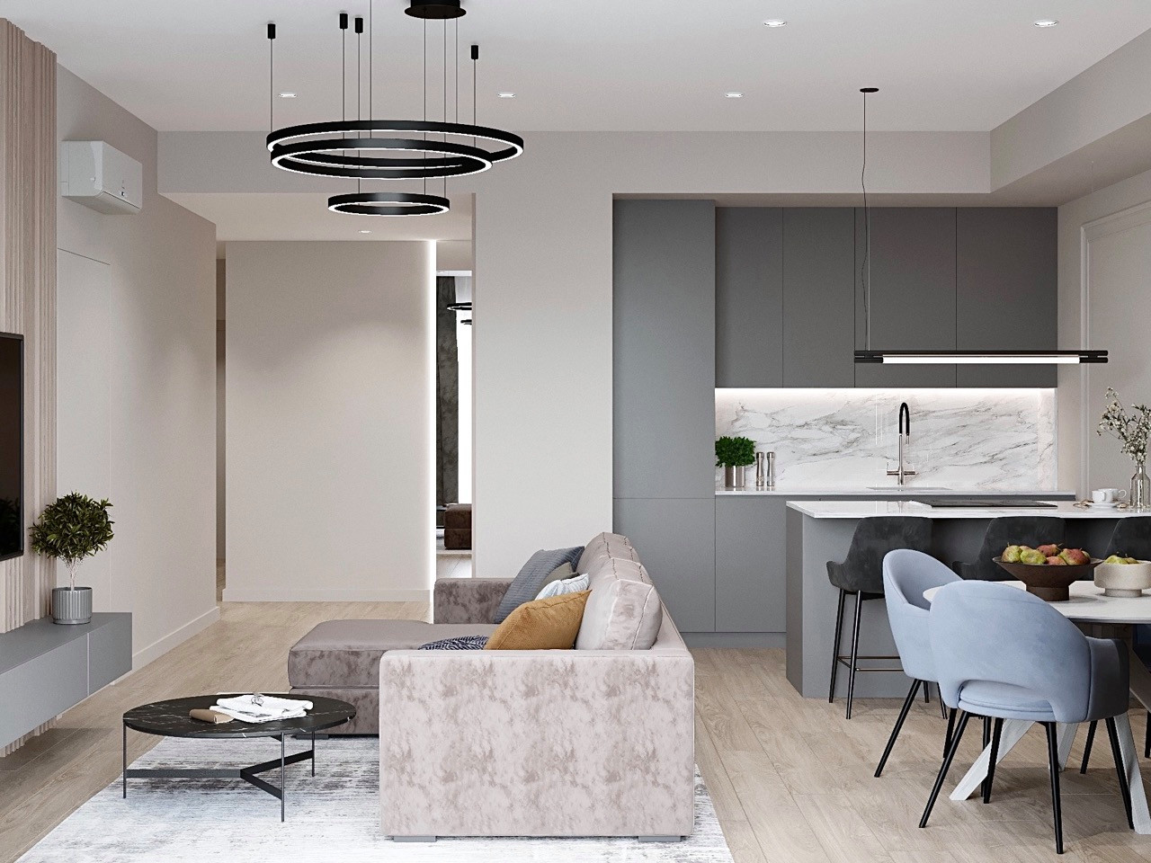 ЖК RiverSky,  3 комнаты, 92м²