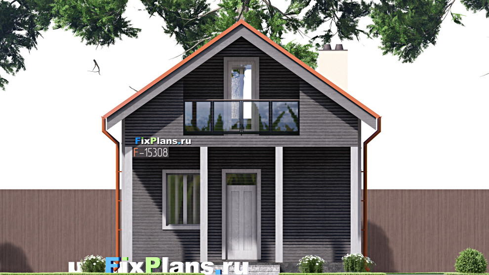Проект дома с мансардой 7х7 м S68м2 F-15308