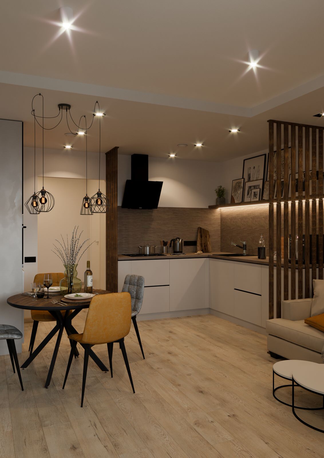 Обложка проекта: Кухня-гостиная для молодой семьи в современном стиле