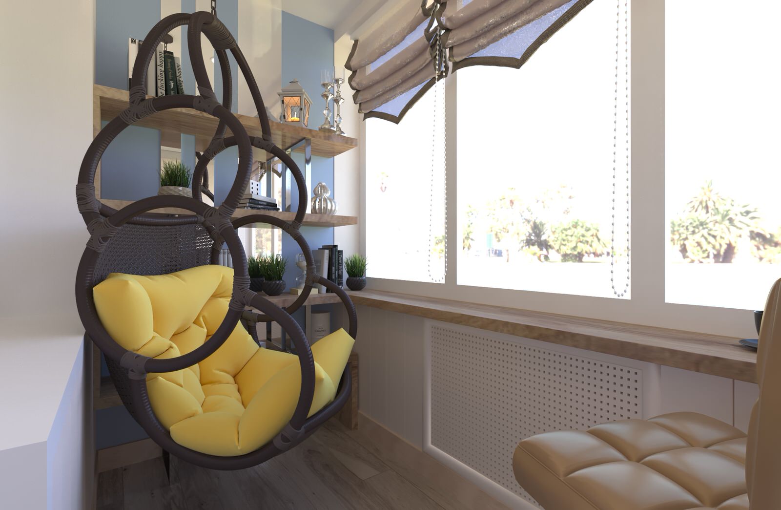 Дизайн-проект интерьера спальни и лоджии в современном стиле