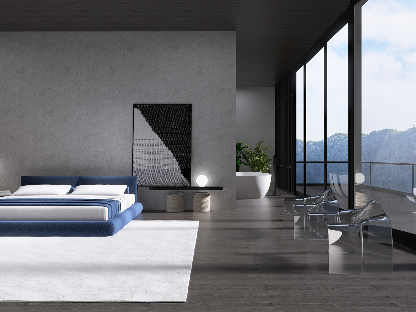 Спальня с атмосферой спокойствия интерьер мастер блока спальни с ванной