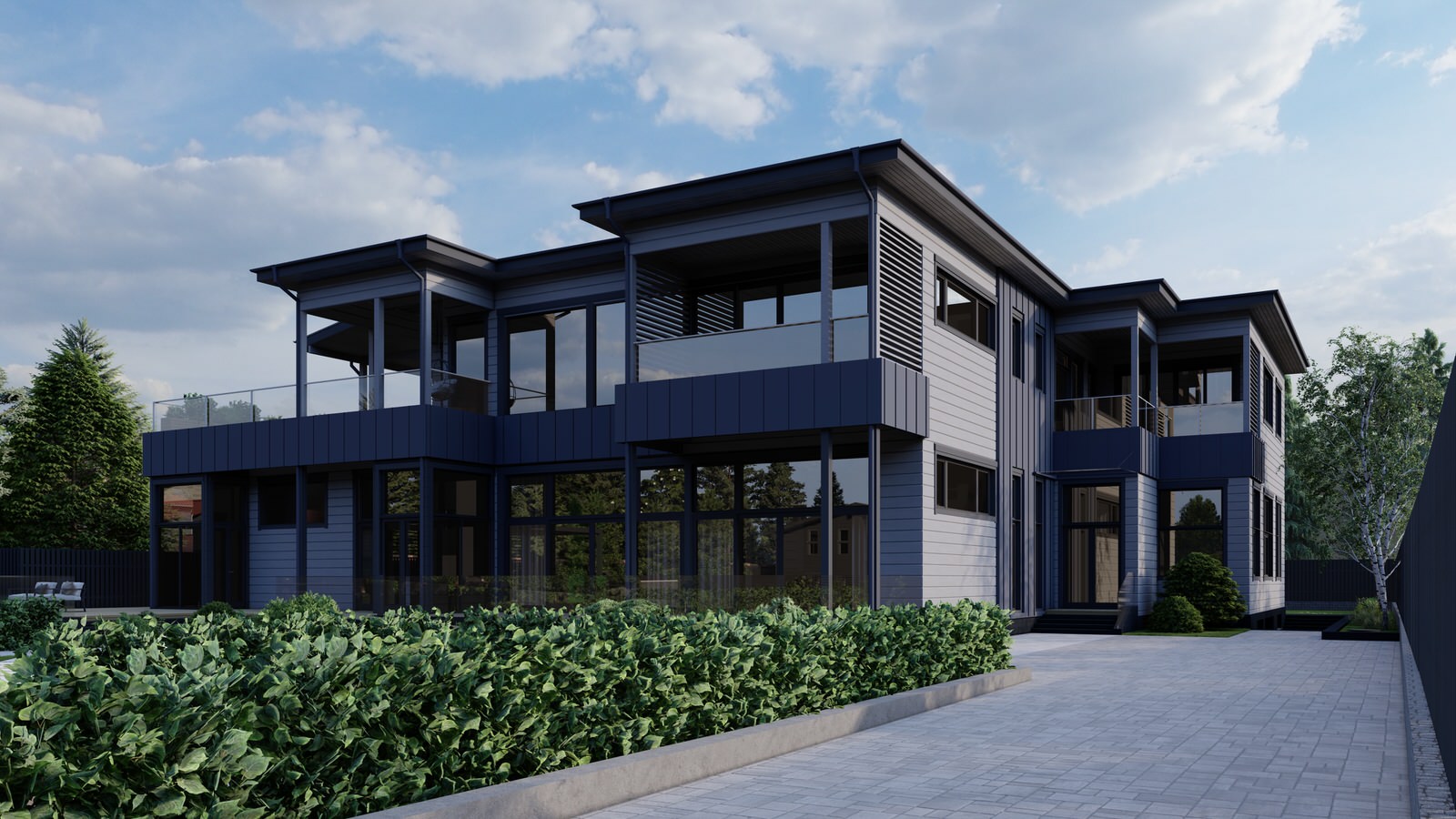 Концепция экстерьера и ландшафта загородного дома