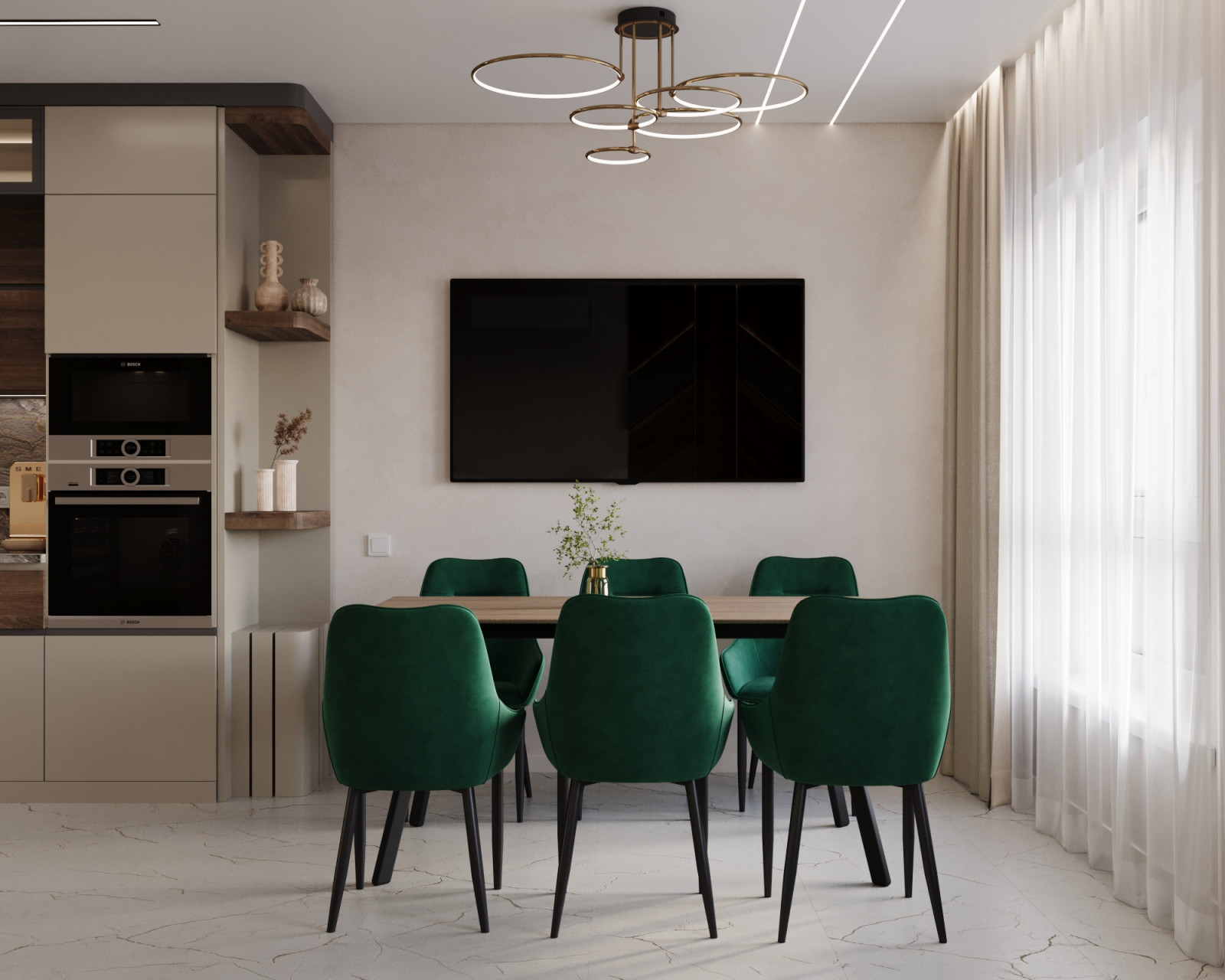 Дизайн проект 3х комнатной квартиры с большой кухней-гостиной