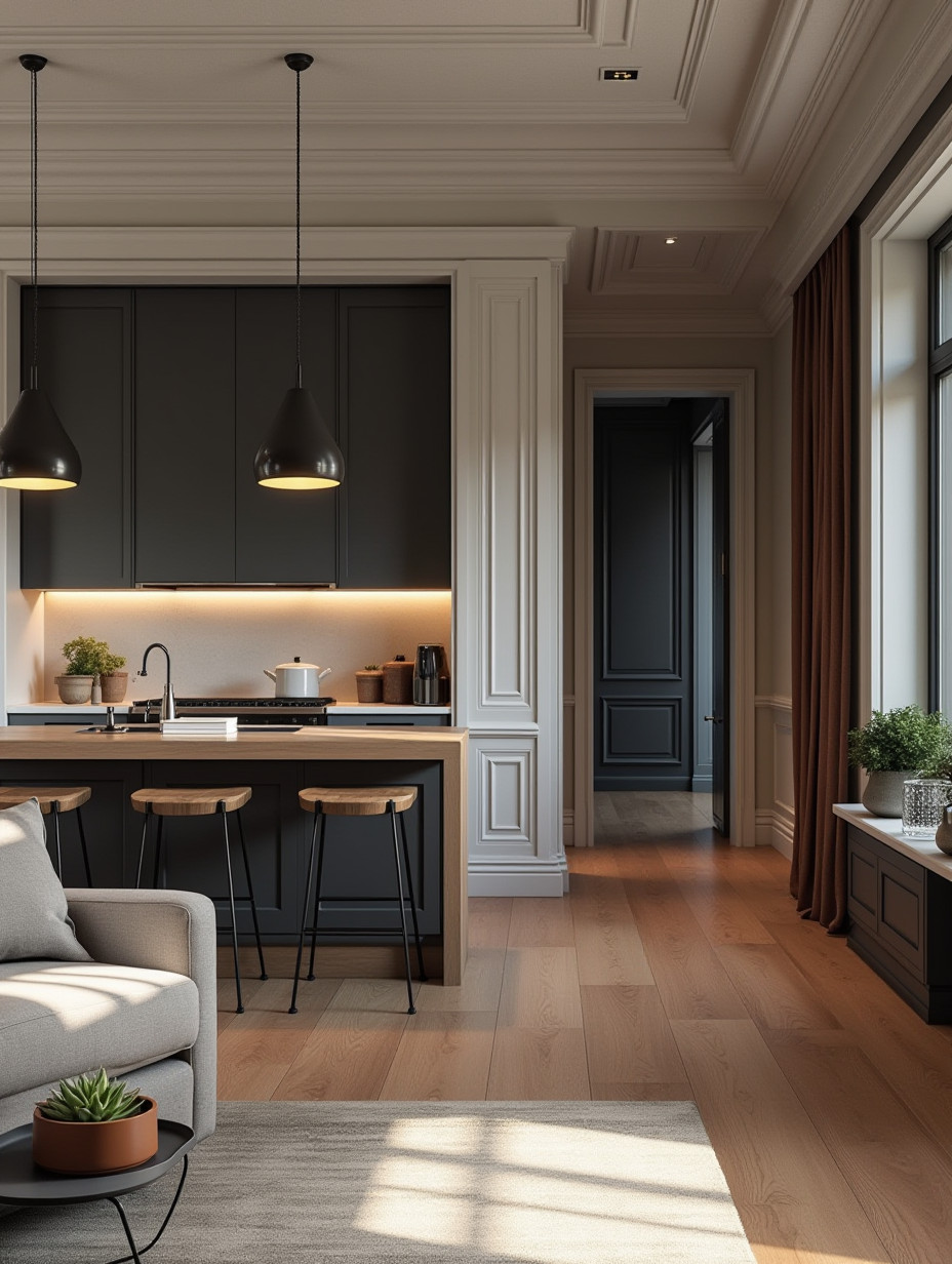 Кухня гостиная в классическом стиле