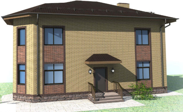 Двухэтажный кирпичный коттедж