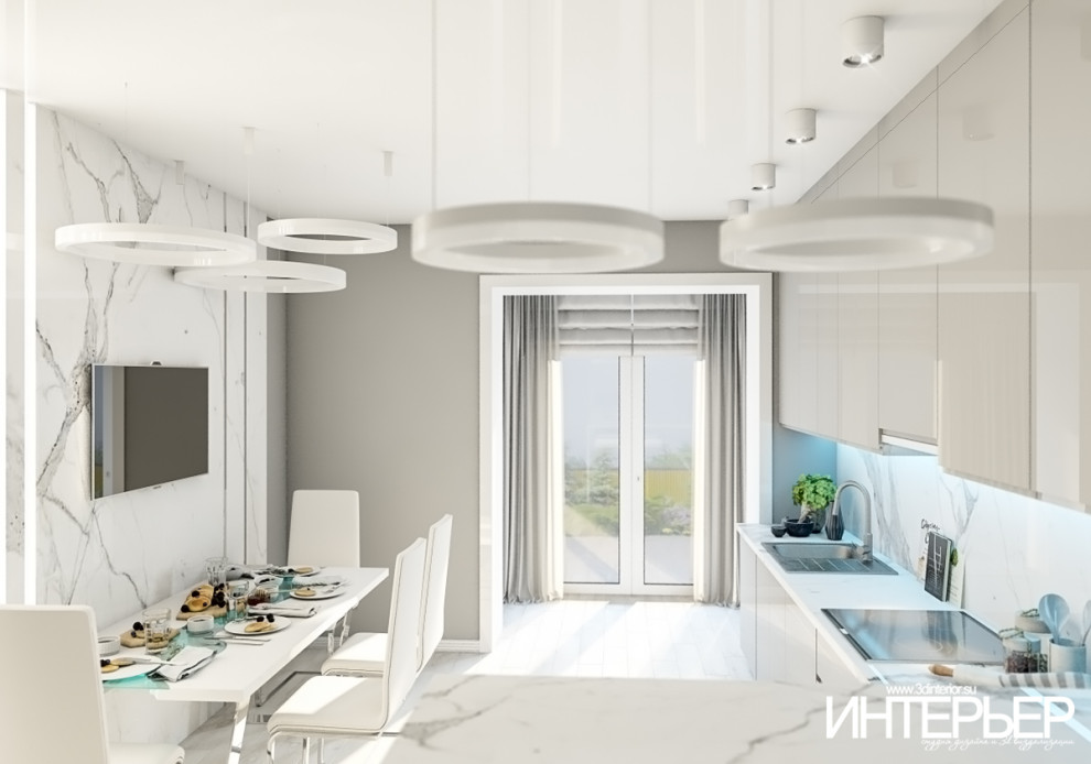 Дизайн-проект кухни в современном стиле в частном доме в г. Пятигорск