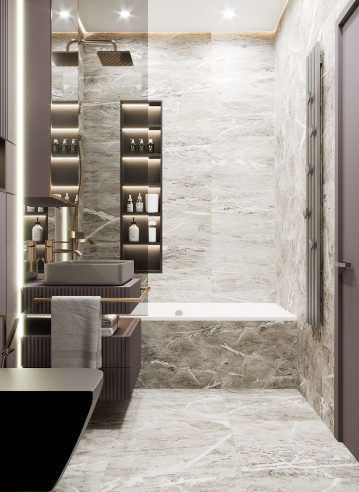 Санузел с латунными акцентами