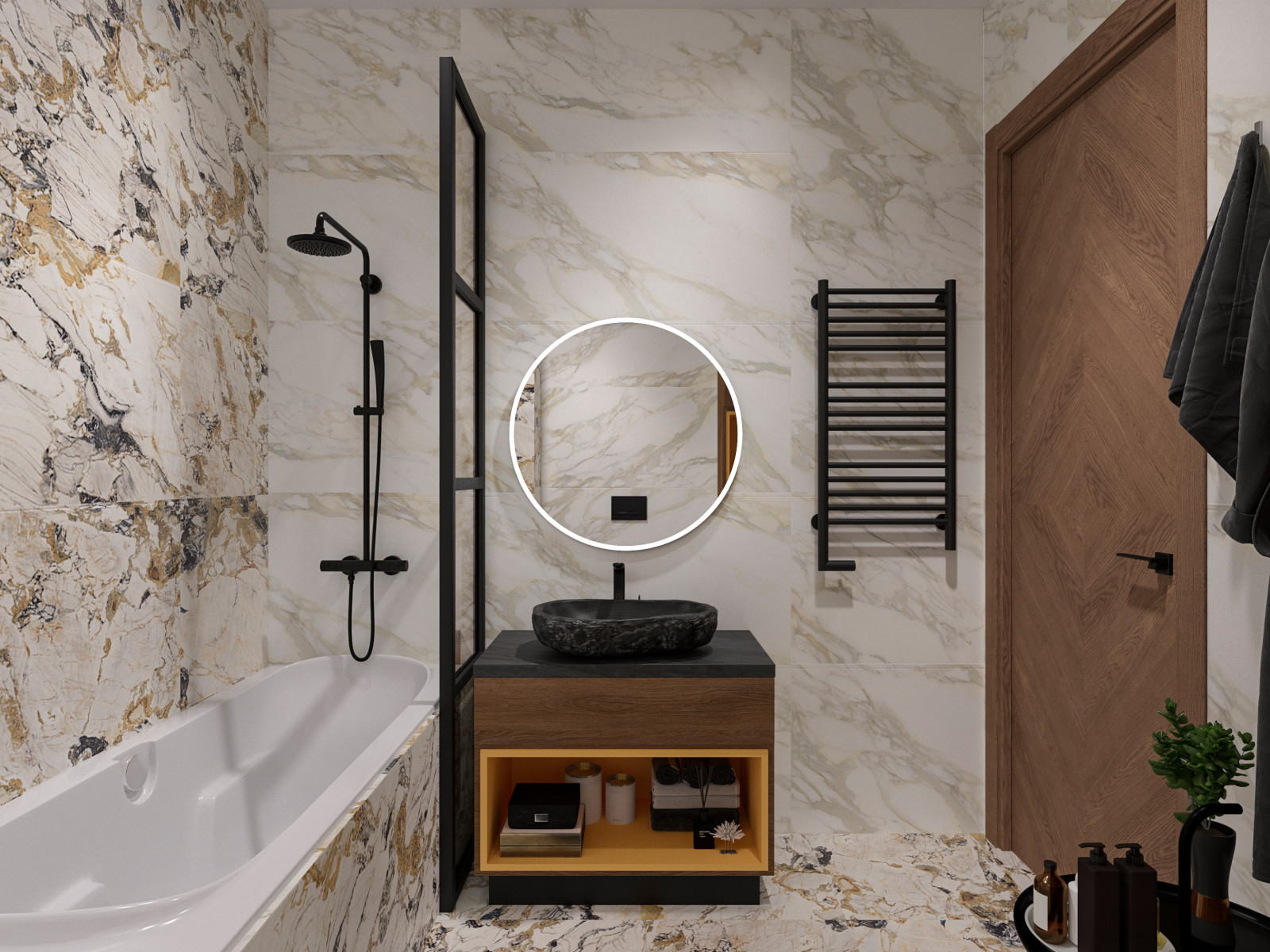 Дизайн-проект. 2-хкомнатная квартира на набережной. Москва. 2019 г.