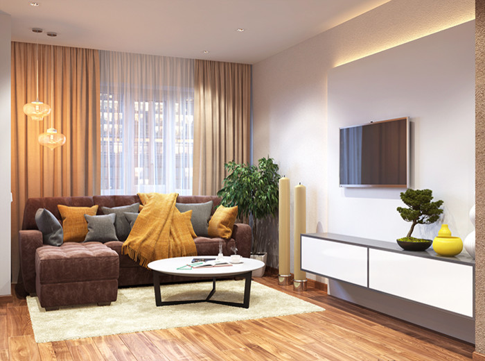 Обложка проекта: Гостиная с каминной зоной г. Сургут