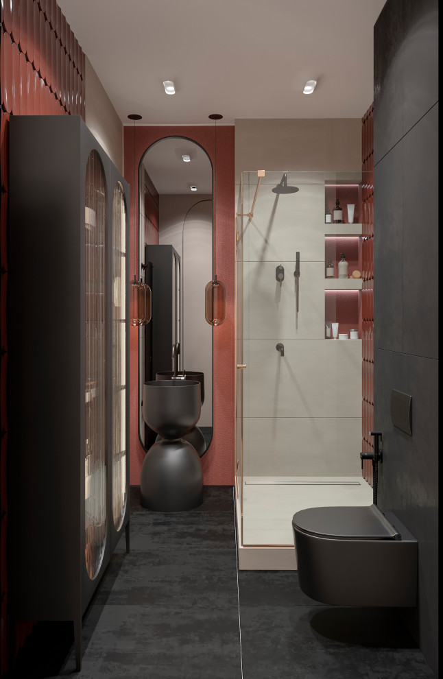 Гостевой санузел из проекта "Оранжевый Блюз" в ЖК Neva Towers, г. Москва