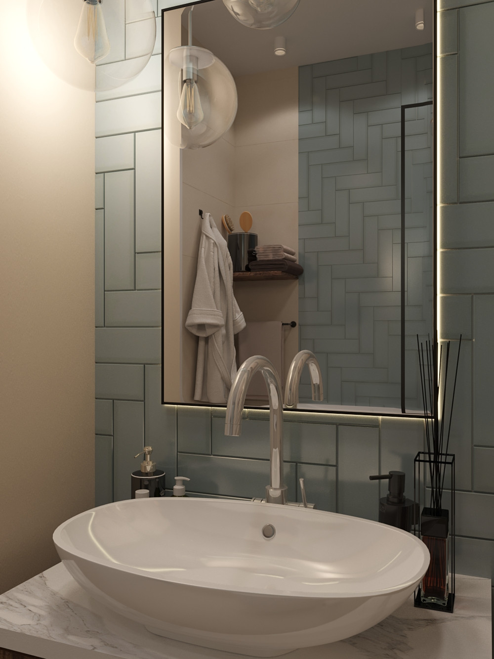 Ванная в зеленых тонах