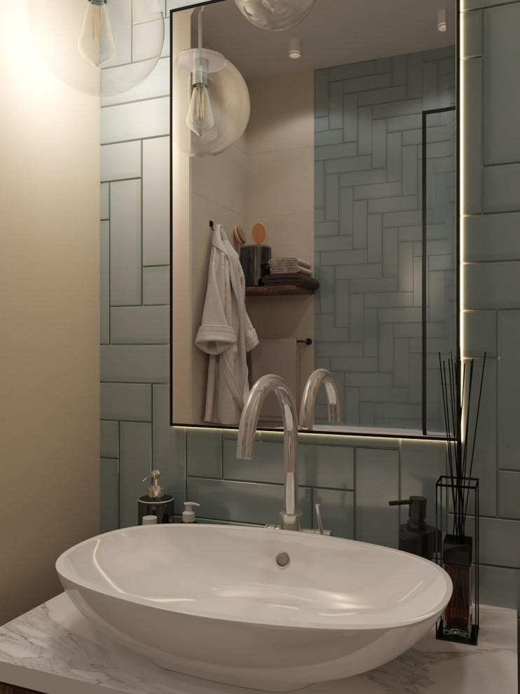 Ванная в зеленых тонах