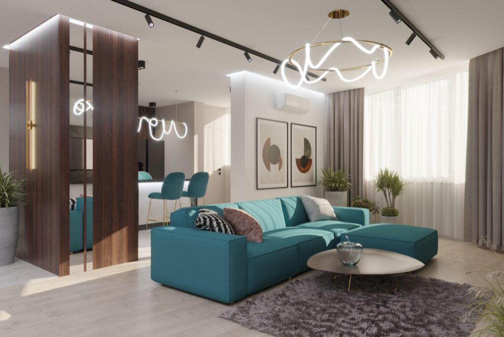 Обложка проекта: Дизайн-проект трехкомнатной квартиры в голубом цвете