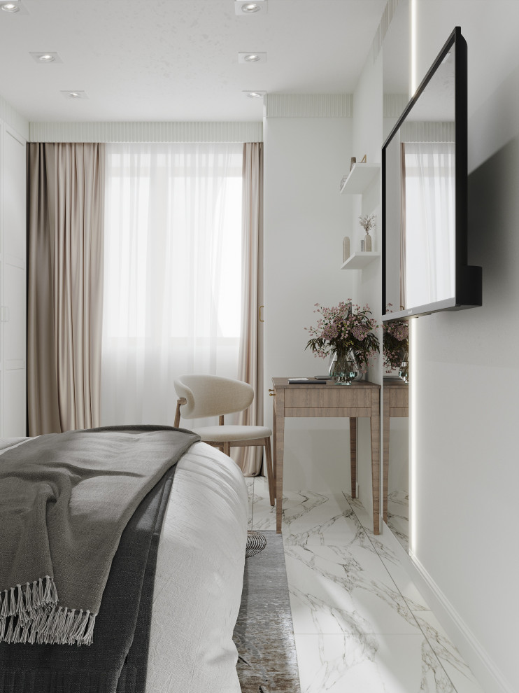 Спальня в однокомнатной квартире в ЖК "FoRest"