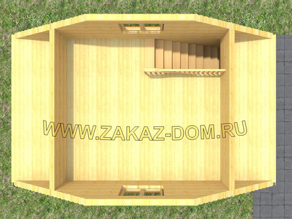 Дом из бруса с мансардой (4х6 м) - Проект № 2Д-1