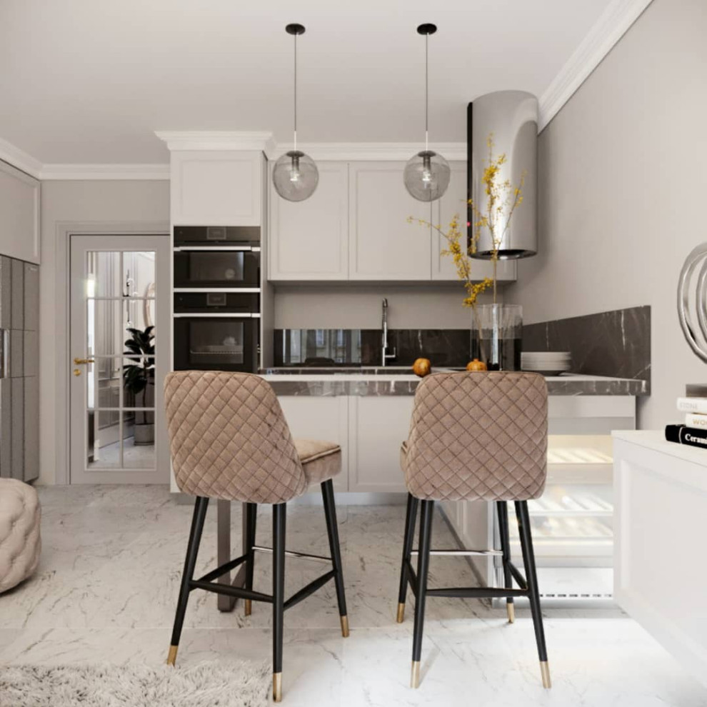 Обложка проекта: проект кухни-гостиной современная классика