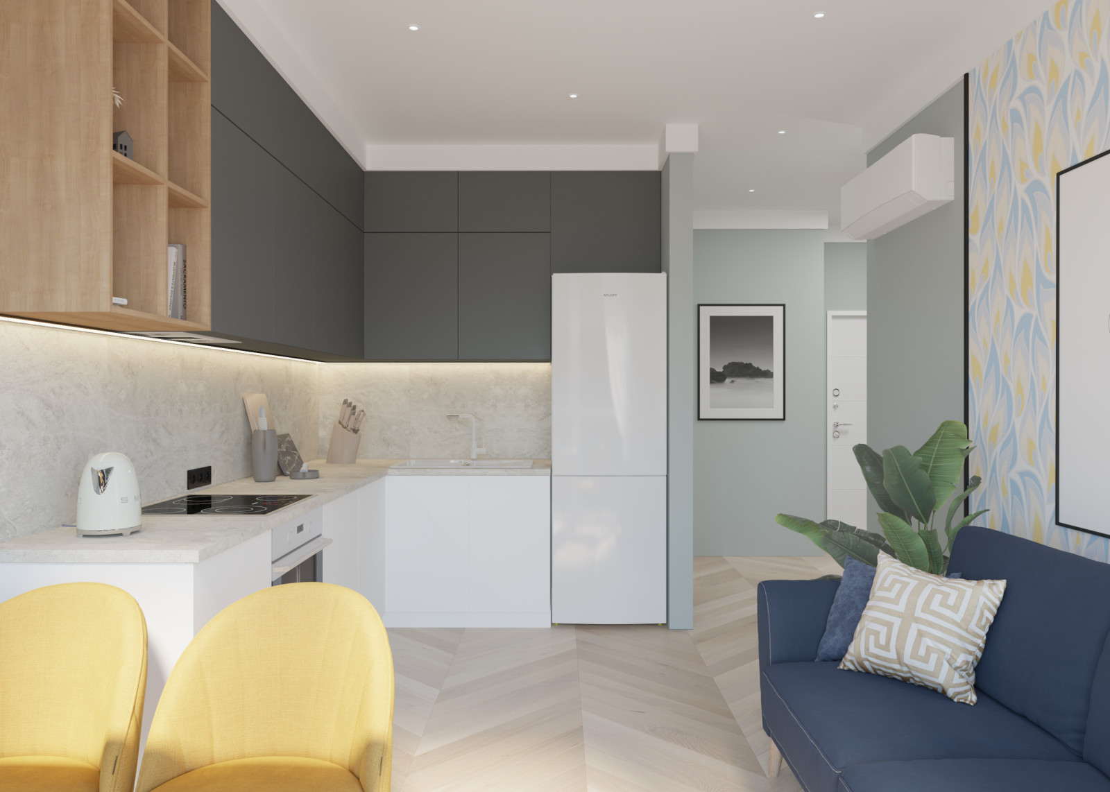 Квартира в ЖК "Хорошевский"_кухня-гостиная