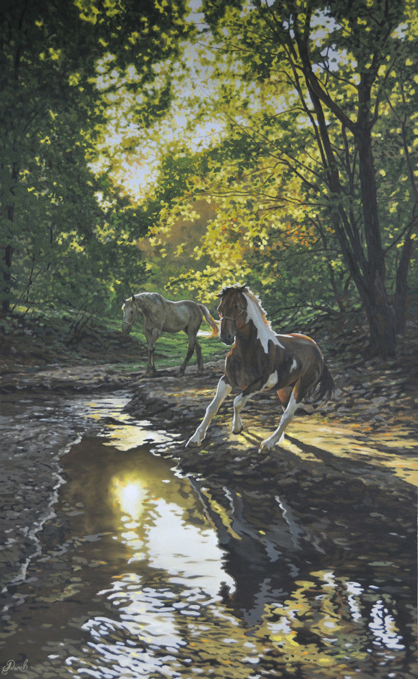 У ручья 2012 год Холст Масло 100х200 см