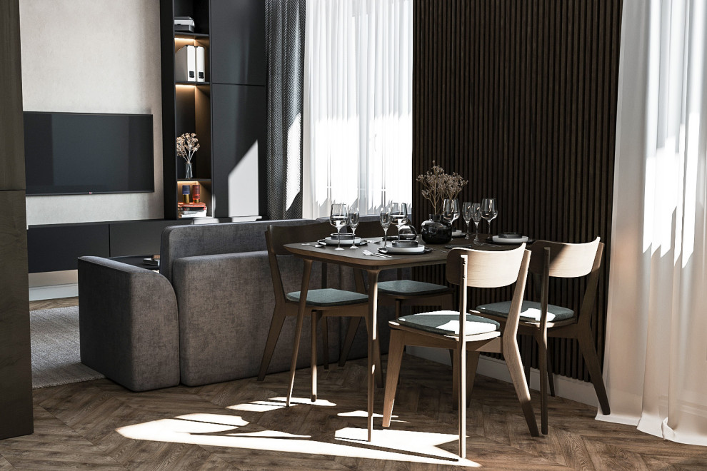 Обложка проекта: кухня-гостиная в современном стиле