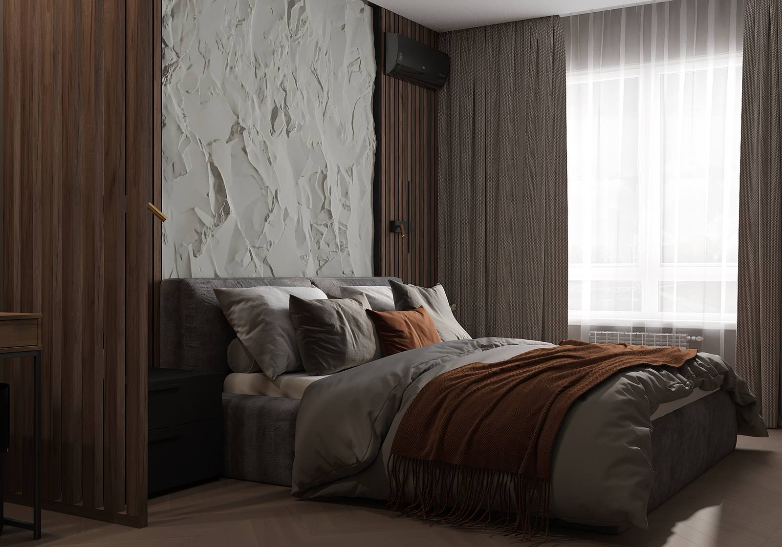 Евродвушка для молодой пары в темных оттенках