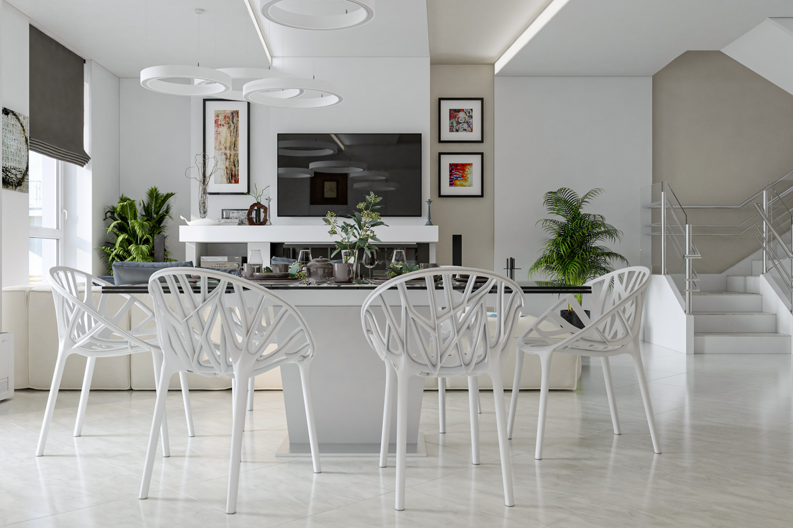 Обеденная зона в гостиной